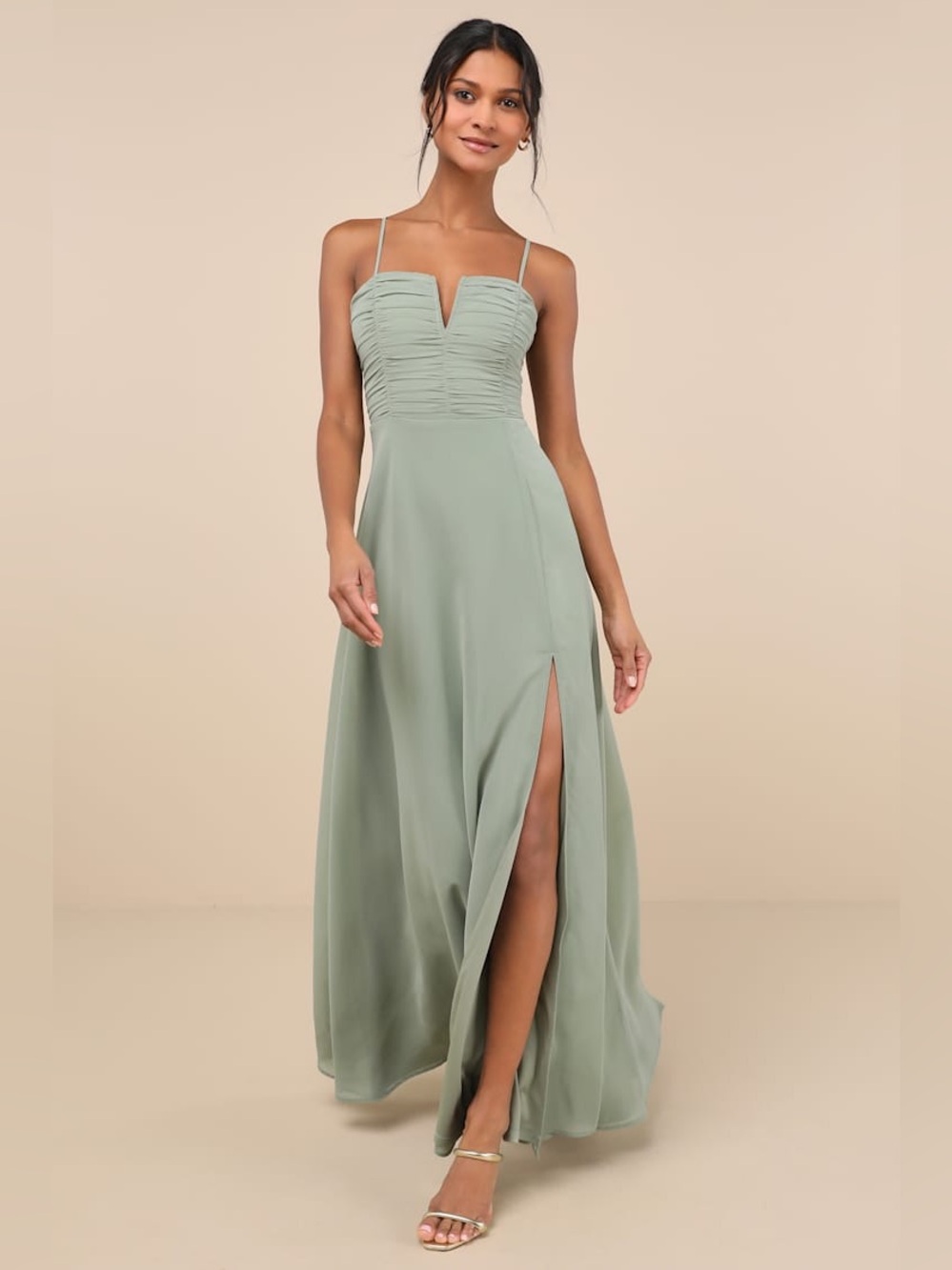 Lulus Sweeney Sage Brush Sleeveless Maxi Dress Size Small NWT Formal Sleeveless